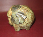 Vintage 5  Hand Painted Art Pottery Elephant Piggy Bank Coiled Trunk W  Stopper