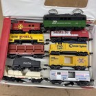 Lot - 10 Vintage Mattel 1983 Hot Wheels Take-along Trains With Case