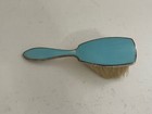 Antique Sterling Silver   Blue Guilloche Enamel Small Brush