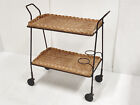 Vintage Rolling Bar 1960 In Rattan   Steel 60s 1960s