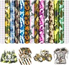 Camo Permanent Vinyl - 12 Sheets 12 X 10inches Colorful Camo Permanent Adhesi   