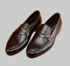 Men s Black Penny Loafers Handmade Full Grain Leather Dress Slip On Shoes