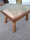 Fdx   Rustic Vintage Handcrafted Signed Slab Mahogany Upholstered Ottoman  Kehr