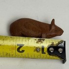 Vintage Hand Carved Wooden Pig Figurine Miniature Rustic Folk Art Animal 2 Inch