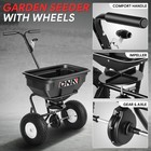  125lbs 60l walk Behind Push Broadcast Spreader Fertilizer Grass Seed W  Wheels