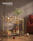 Vasagle Bar Cart Gold  Home Bar Serving Cart  Wine Cart With 2 Mirrored Shelv   