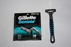10 Gillette Sensor Razor Blades Cartridges Refills Shaver Handle Fit Excel 3 5