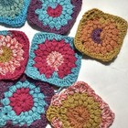 Handmade Crochet Granny Squares Lot Of 11 4 5    Multicolored Bright Sunburst