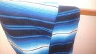 Mexican Serape Blanket Blue And Black  White Striped And Black Fringe Xl 84 X 64
