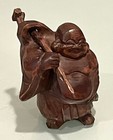 Vintage Antique Asian Chinese Japanese Carved Wood Traveller Monk Netsuke
