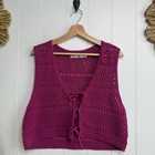 Free People Set Crochet Knit Top Mini Skirt Co-ord Matching Set Cotton Medium