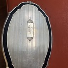 Antique Art Deco Mirror- Brush Vanityblk  Enamel  silver Metal Hg Monogram