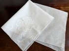 Vintage Hanky 1960s White On White Floral Madeira Handwork Hand Rolled New