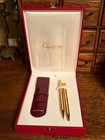 1990s Cartier Gold Plated Pen And Pencil Set In Original Box With Certificates
