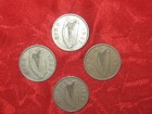Lot Of 4 Vintage Silver Irish Celtic Ireland Wolfhound Dog 6 Pence Coin Coins