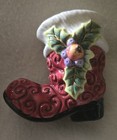 Vintage Fitz And Floyd Christmas Santa Boots Salt   Pepper Shakers Holly 3 