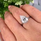 4ct Pear Cut Real Moissanite Solitaire Engagement Ring 14k White Gold Plated
