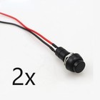 2x Black Round Circle Momentary Reset Push Button Switch Pre-wired Car Ac dc 12v