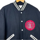 Vintage Made In The Usa Size Large West Wind Black Wool Snap Up Varsity Jacket 