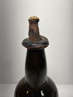 18th- 19th Century Antique Black Glass Bottle W  Applied Seal - Original Cork