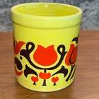 Mcm 70   s Groovy Yellow Brown Orange Retro Flower Tulip Mug Japan 14 Oz