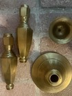 Pair Vintage Brass Candlesticks 21 5    Tall Heavy Faceted Sectional Holders