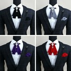 Mens Velvet Pre-tied Rhinestone Neck Bow Tie Neckties Charm Collar Party Dress