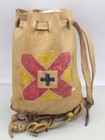 Native American Leather Medicine Or Tobacco Bag Pouch With Painted Cross And X