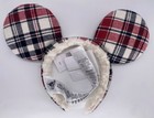 Disney Parks Joy Mickey Mouse Holiday Plaid Fuzzy Christmas Ears Headband 2022
