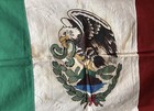 Vintage 1940s Mexico Flag 4x6    Cotton Sewn Insert Center Emblem     Rare