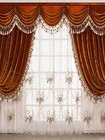 Luxury European Relief Embroidery Jacquard Valance Velvet Curtain Tulle M1763