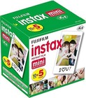 Fujifilm Instax Mini Instant Film 50 Sheets 5 Pack White Photo Paper