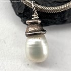 925 Sterling Silver Necklace W  Pearl Pendant   Amethyst Hoop Earrings 8 2g