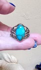 Beautiful Vintage Designer Ornate Sterling Silver   Turquoise Ring