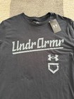 Men   s Under Armour Black Baseball Script T Shirt Sz Large Nwt