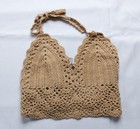 Micas Women s Crochet Halter Knit Top mini Skirt Set Wr4 Khaki Medium Nwt