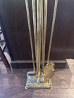 Brass Duck Head Fireplace Tool Set Vintage 1970s Mallard 5 Piece 4 Tools   Stand