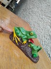 Vintage Cast Iron Coin Leaping Jumping Frog Mechanical Bank Doorstop 8   