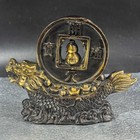 Antique Pure Copper Bronze Collection Gold Plated Loong Boat Boat