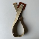 Boho Stretch Woven Belt W  Square Buckle Neutral Beige Elastic Women   s One Size