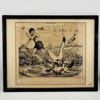 Antique French Daumier Political Satire Lithograph C 1850 Framed Lot Of 4