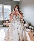 Plus Size Wedding Dresses Off Shoulder Flower Appliques Backless Bridal Gown New