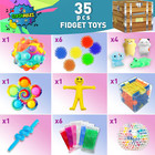Sensory Fidget Toys Pack - 35pcs Stress Relief And Anti Anxiety Toys For Kids - 