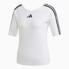 Adidas Women s Open Back 3-stripes T-shirt   Athletic Workout Gym Tee Streetwear