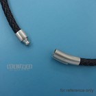 Curved Stainless Steel Round Genuine Leather Cord Necklace   Bangle  5mm   6mm 