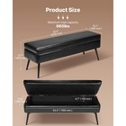 48  Black Leather Ottoman Bench  660 Lbs  Storage  Metal Legs