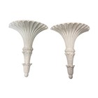 Pair Of Serge Roche-style Vintage White Plaster Wall Pocket Sconces