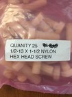 1 2-13 X 1-1 2  Hex Head Cap Screw Unslotted Nylon Bolt Fastener Lot Of 25