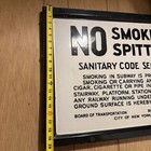 Rare- Old Porcelain Subway Sign Nyc No Smoking Spitting Vintage Signs 27  X 20 