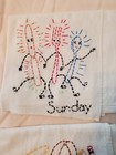 Vintage Week Workdays Set Of 6 Flour Sack Embroidered Kitchen Dish Towels As-is
